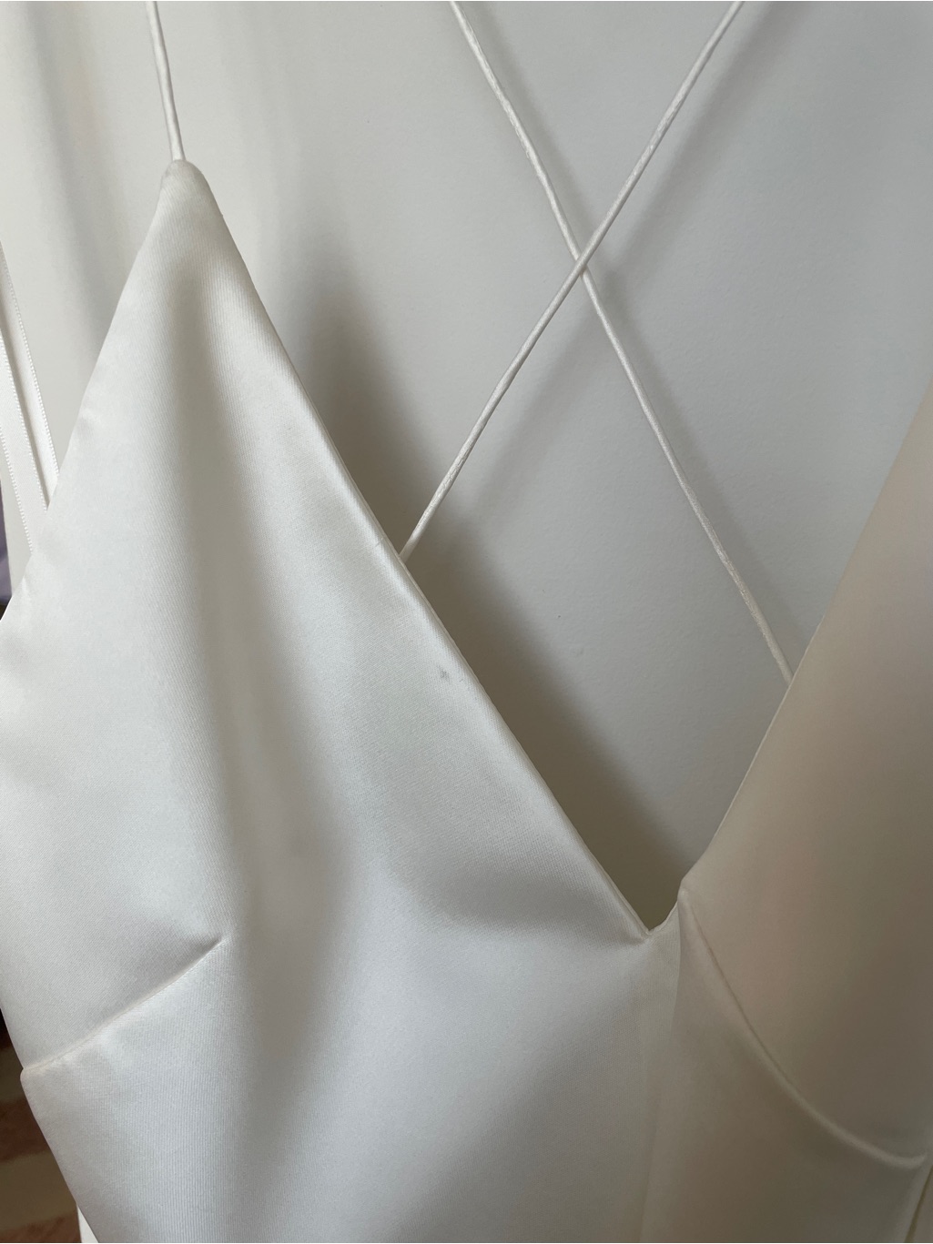 Rue De Seine Palm Haze Ivory Satin Bias Slip Gown With Train — image 6 of 8